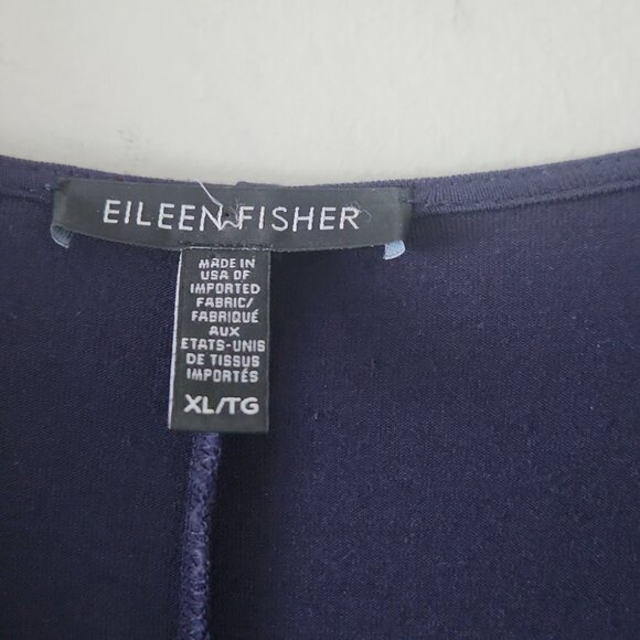 EILEEN FISHER | Strech knit dress asymmetrical v-neck navy sz XL - Picture 3 of 4